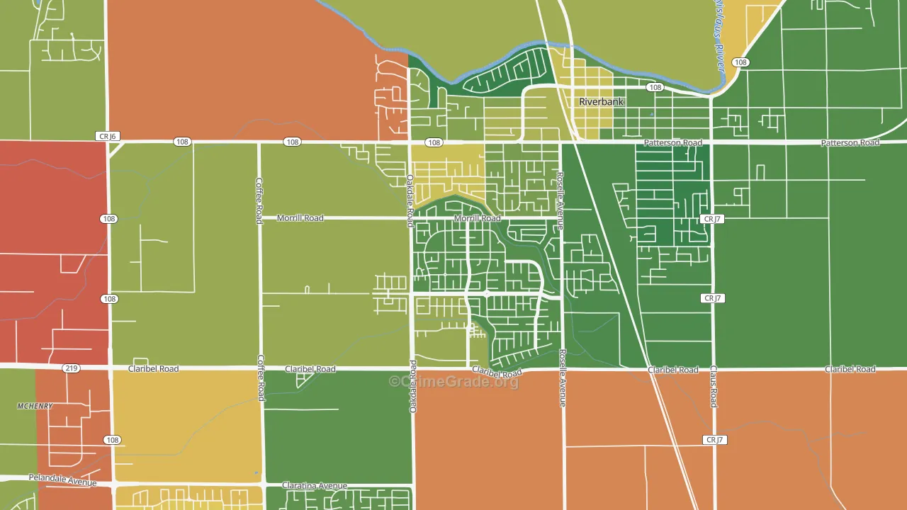 Crossroads-Riverbank, Riverbank, CA Map of Arson Rates