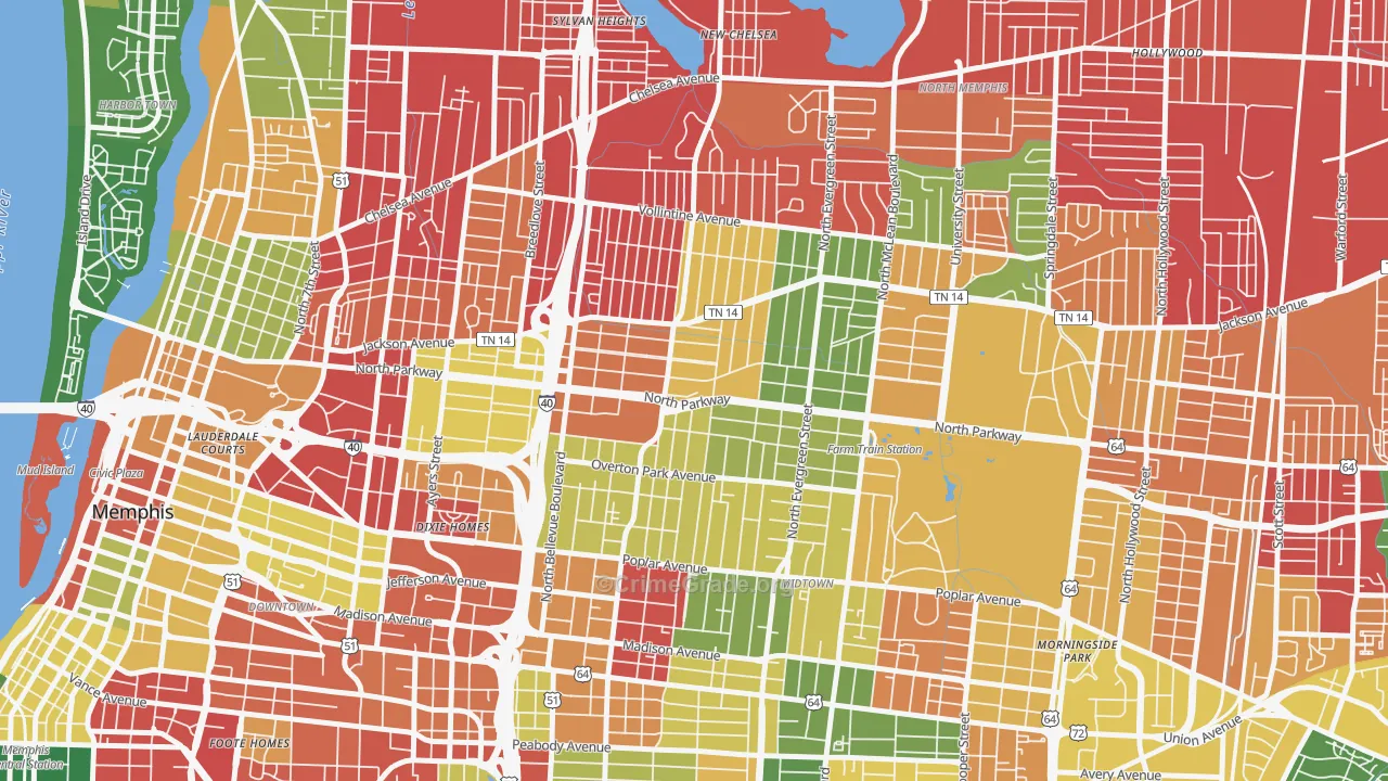 Crosstown, Memphis, TN Map of Arson Rates