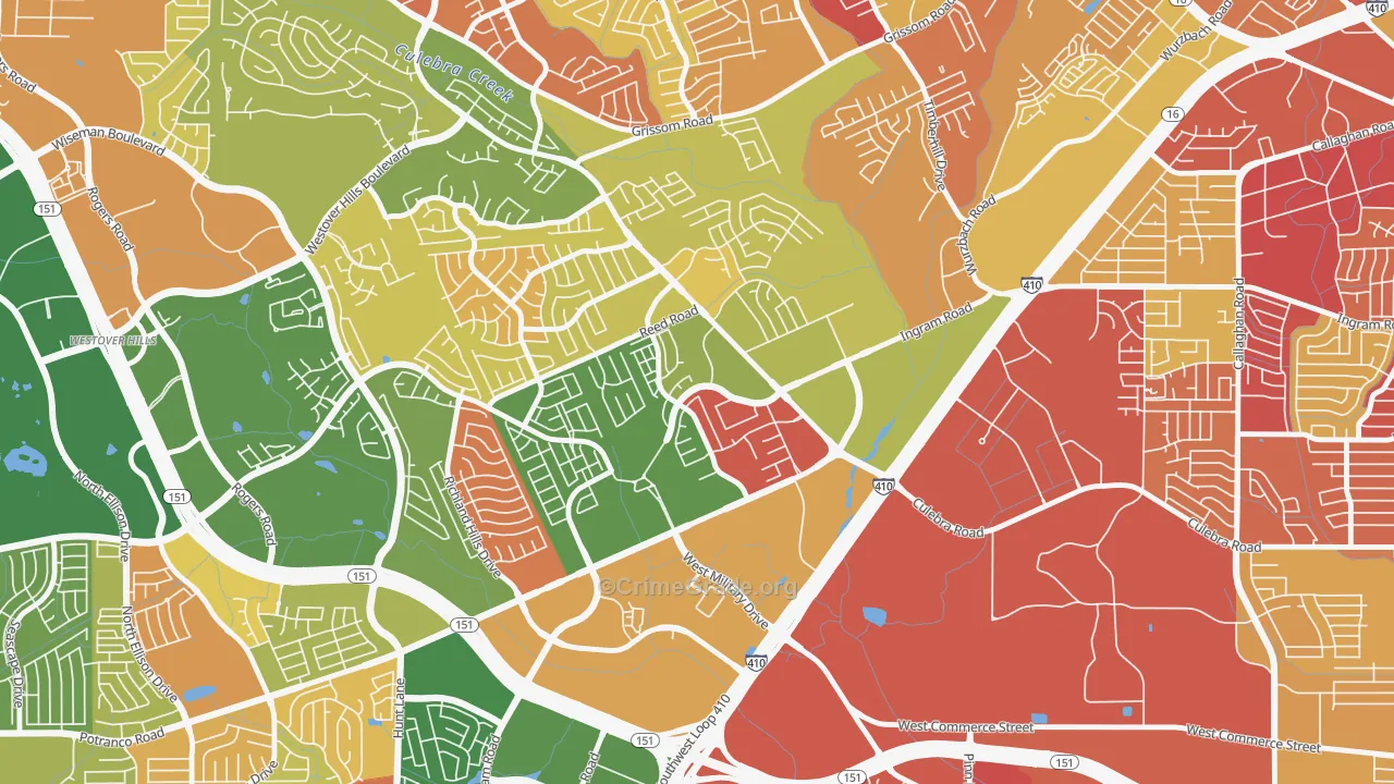 Crown Meadows, San Antonio, TX Map of Arson Rates