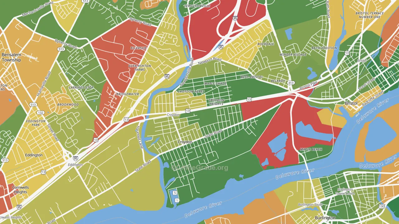 Croydon, PA Map of Arson Rates