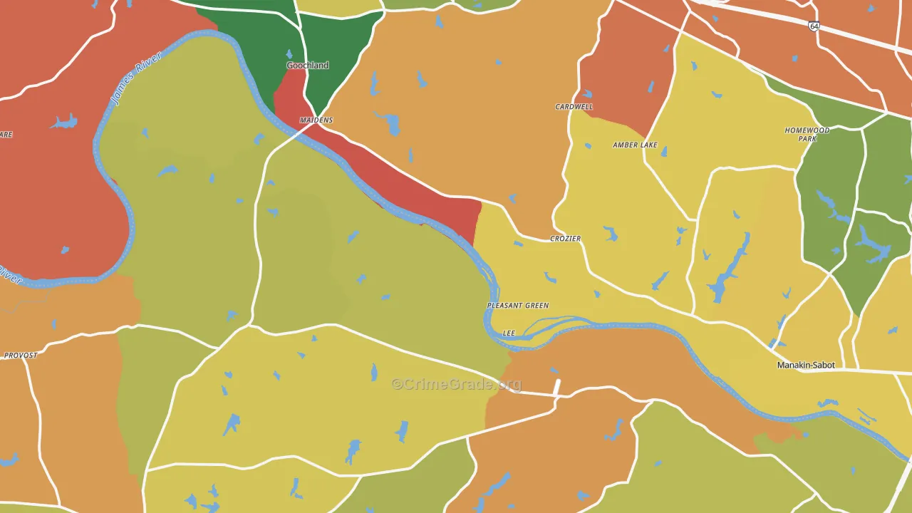 Crozier, VA Map of Arson Rates