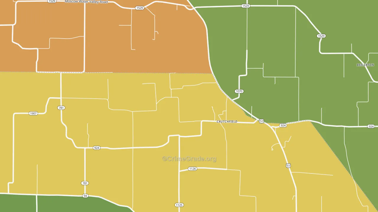 Crutchfield, KY Map of Arson Rates