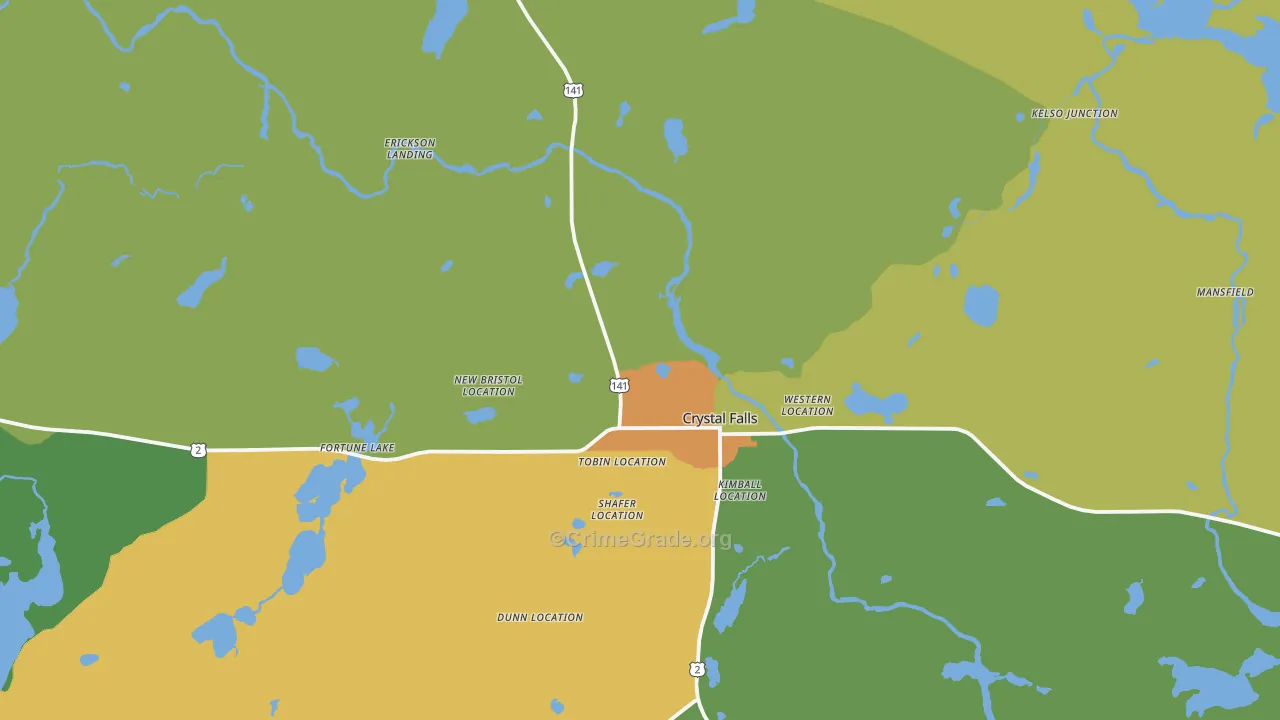 Crystal Falls, MI Map of Arson Rates