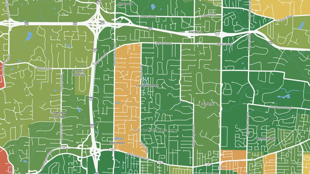 Crystal Lake Park, MO Map of Arson Rates