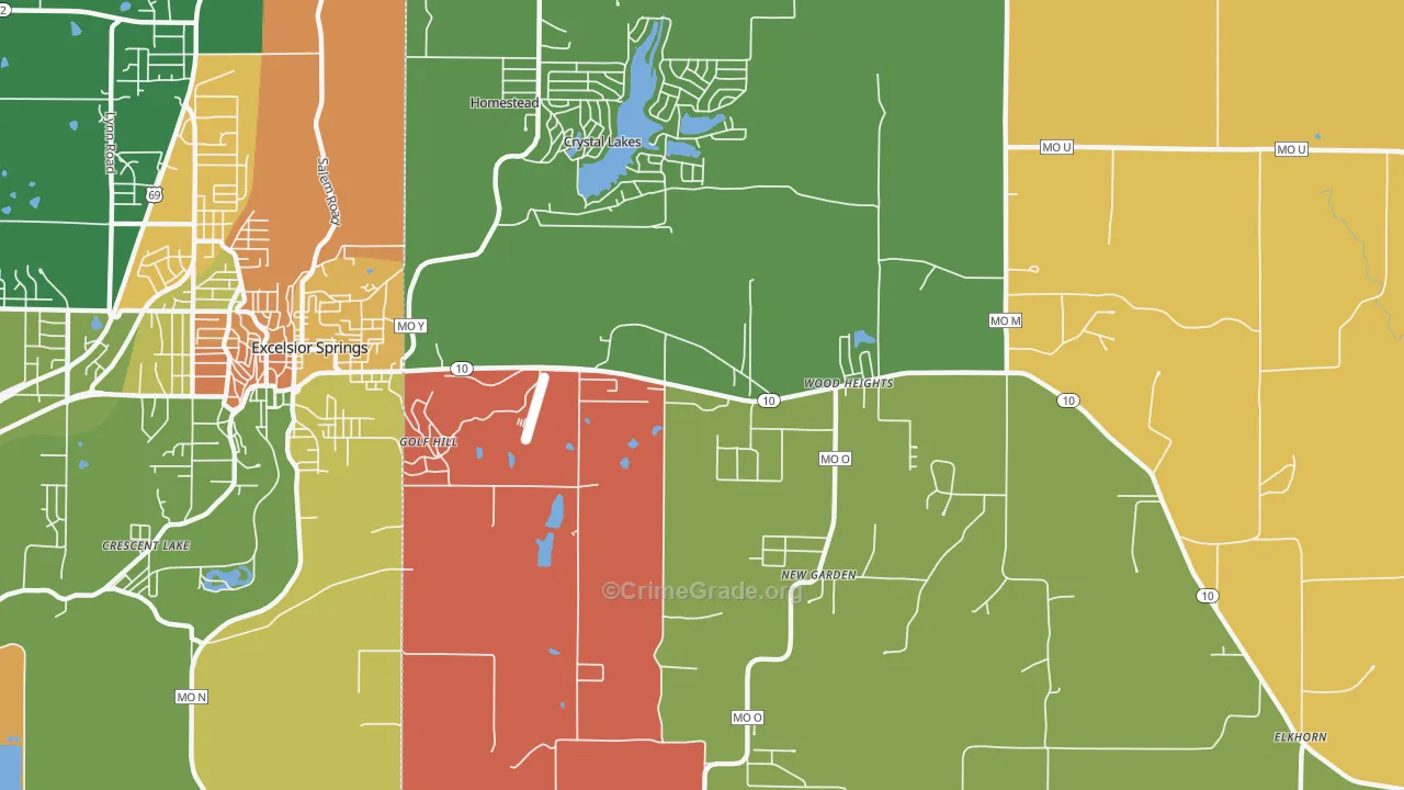 Crystal Lakes, MO Map of Arson Rates