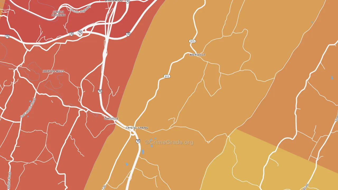 Crystal Spring, PA Map of Arson Rates