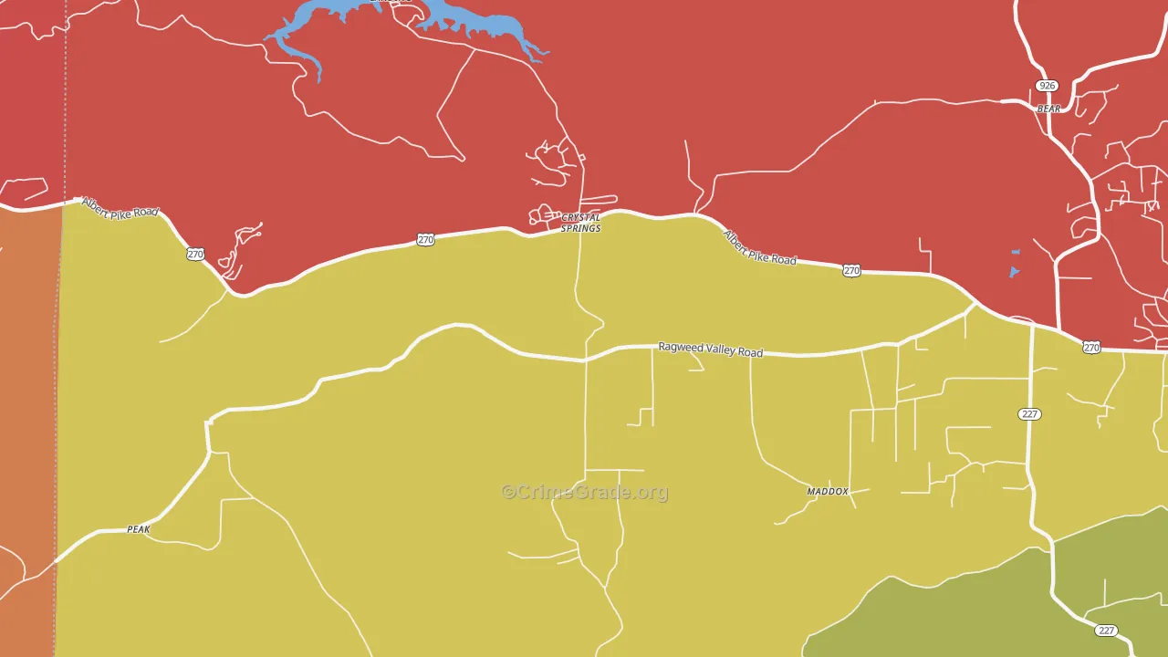 Crystal Springs, AR Map of Arson Rates