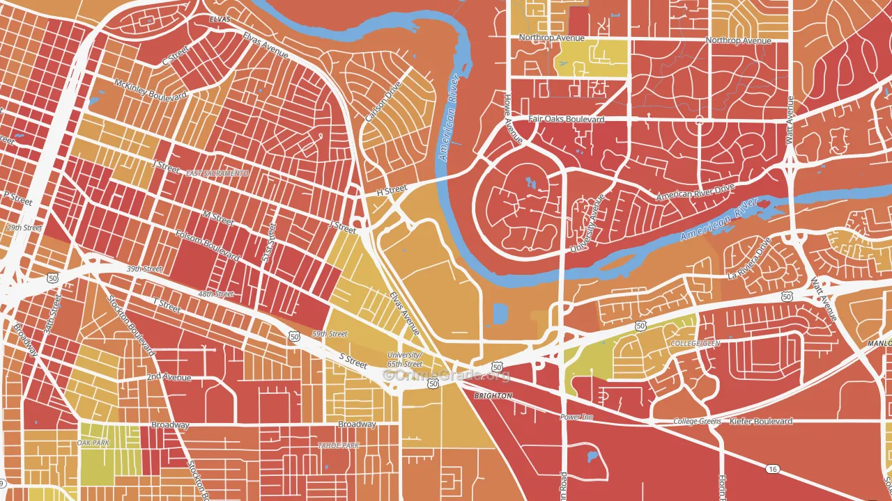 Csus, Sacramento, CA Map of Arson Rates