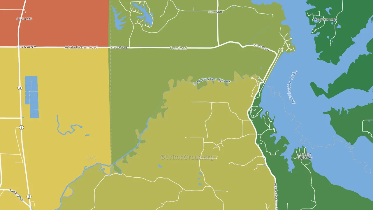 Cub Lake, MS Map of Arson Rates