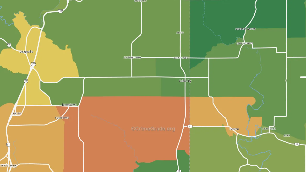 Cuba City, WI Map of Arson Rates