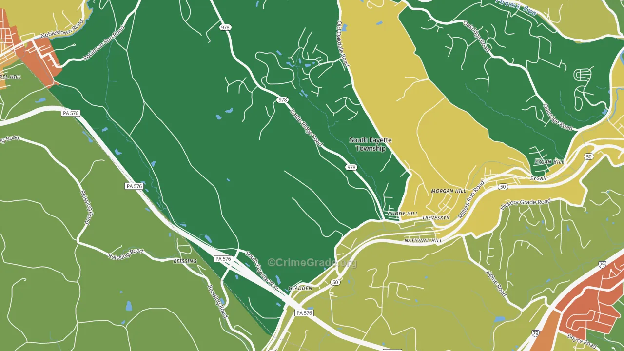 Cuddy, PA Map of Arson Rates