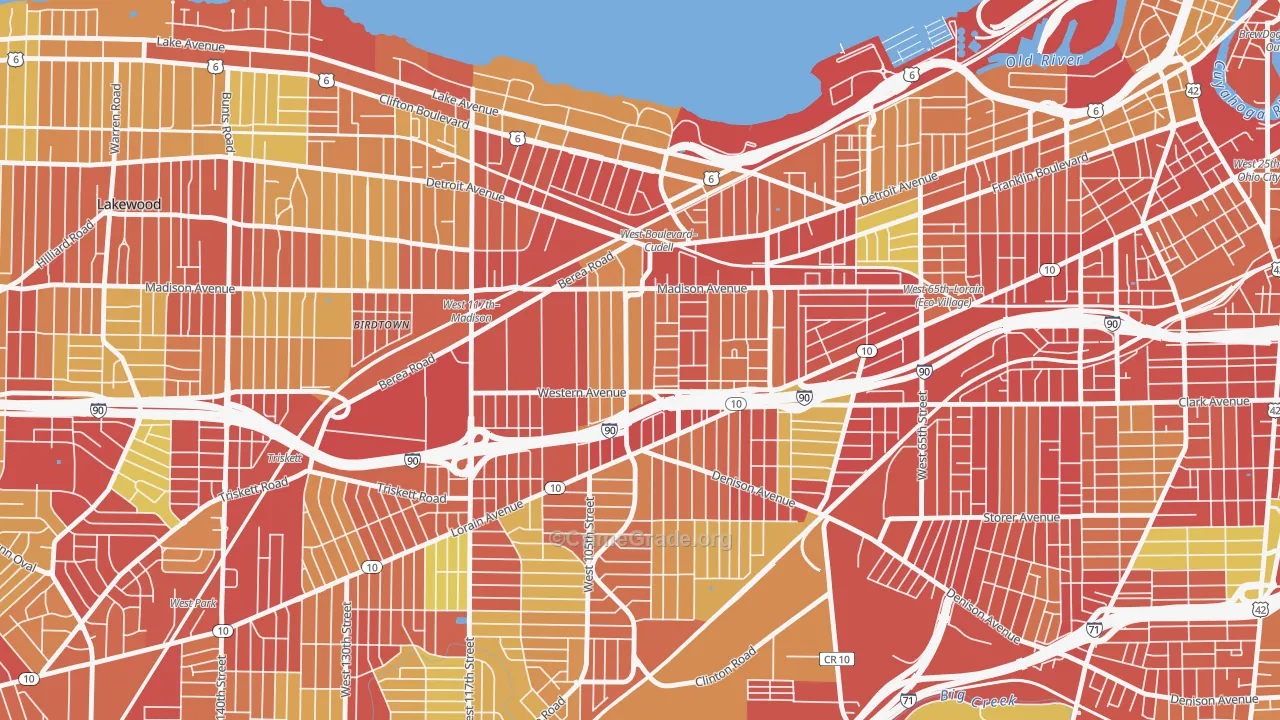 Cudell, Cleveland, OH Map of Arson Rates