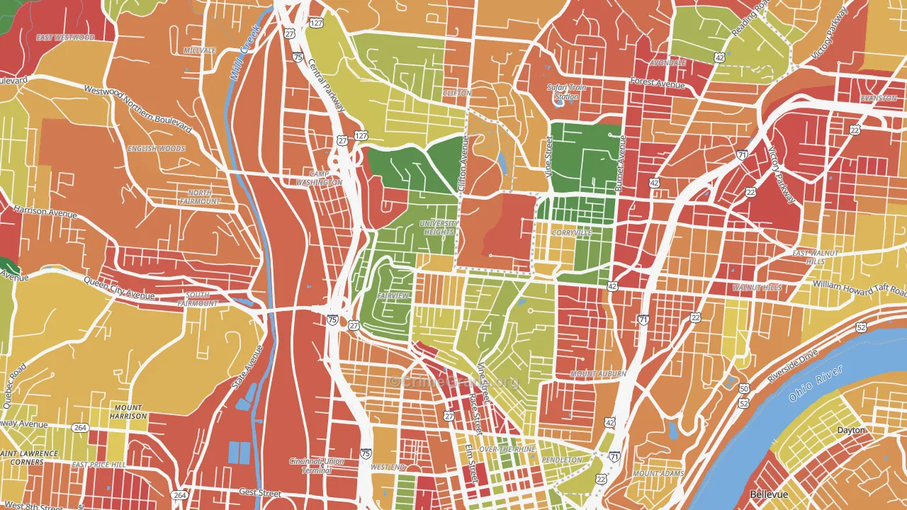 Cuf, Cincinnati, OH Map of Arson Rates