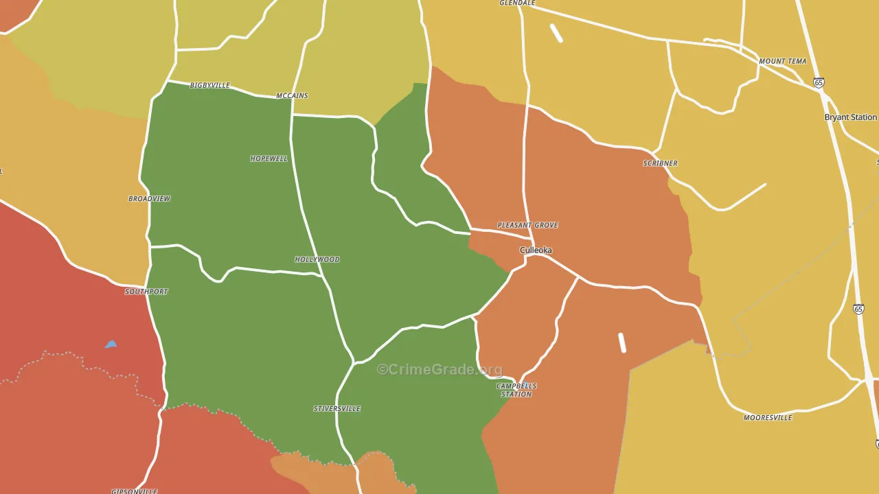 Culleoka, TN Map of Arson Rates