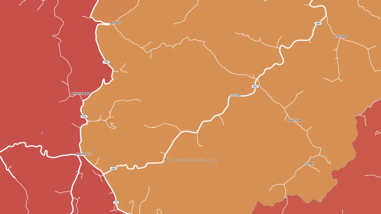 Culver, KY Map of Arson Rates