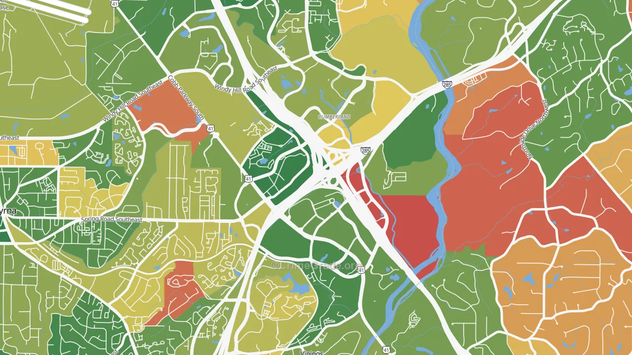Cumberland, Atlanta, GA Map of Arson Rates
