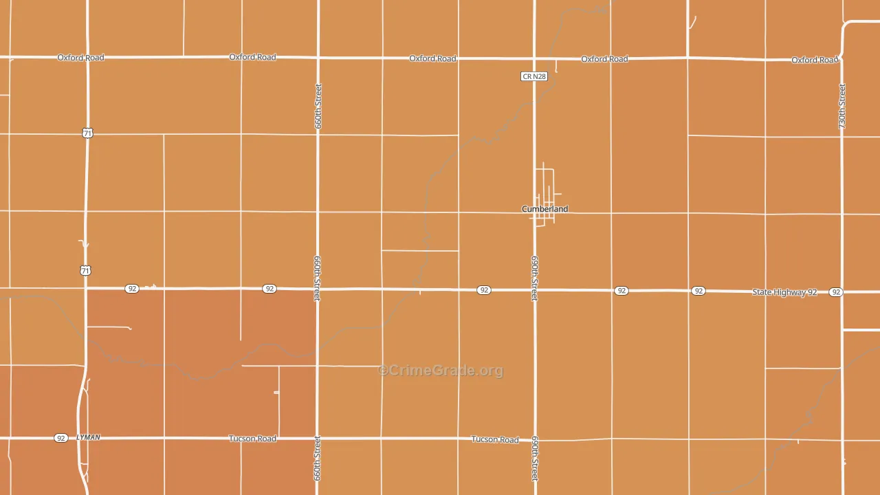 Cumberland, IA Map of Arson Rates