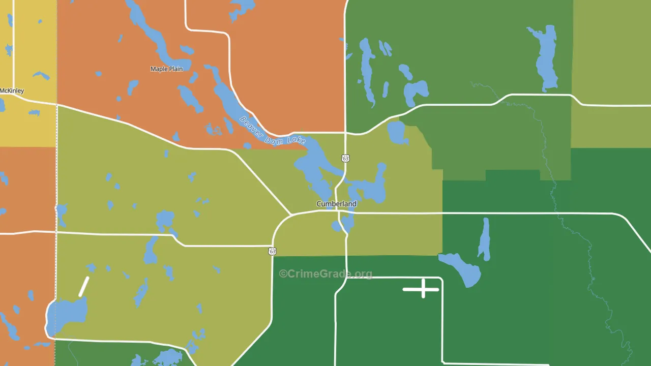 Cumberland, WI Map of Arson Rates