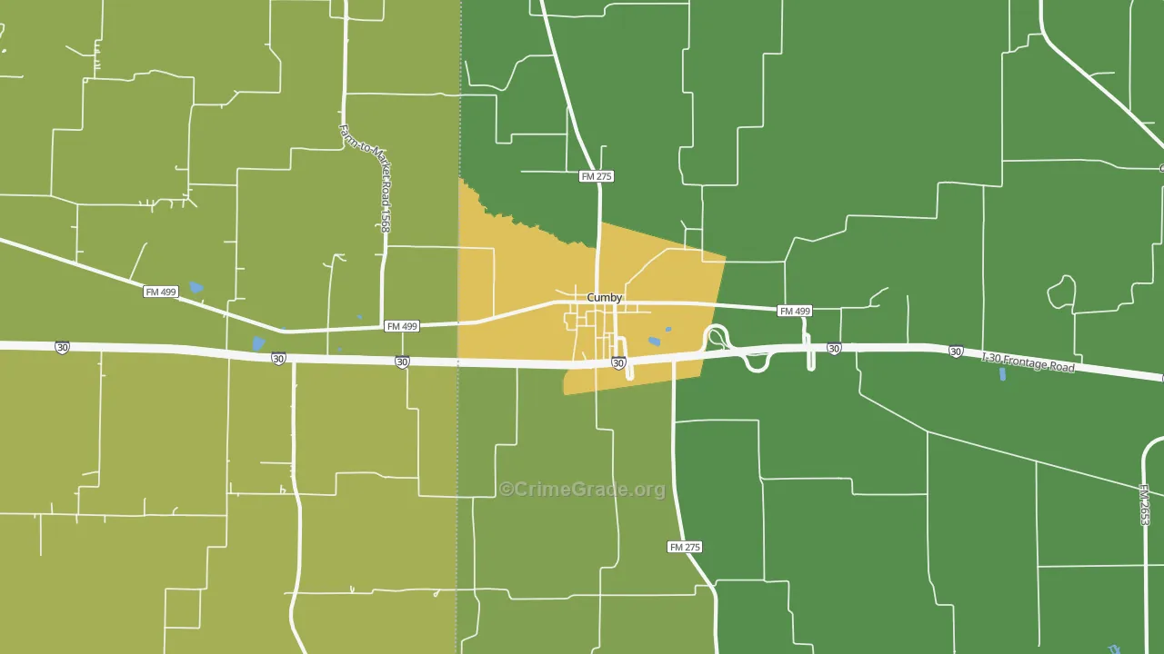 Cumby, TX Map of Arson Rates