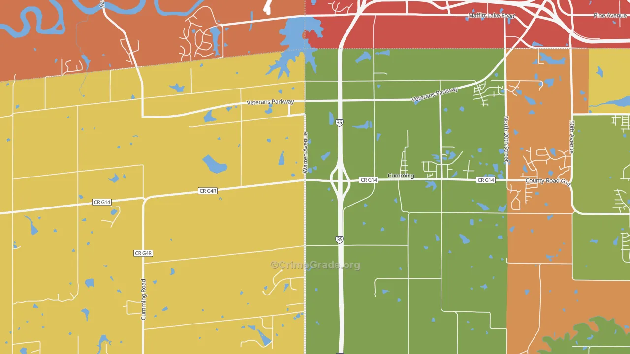 Cumming, IA Map of Arson Rates