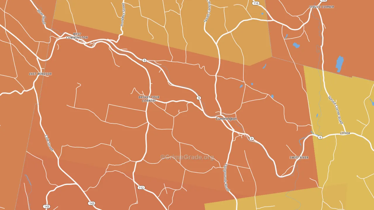 Cummington, MA Map of Arson Rates