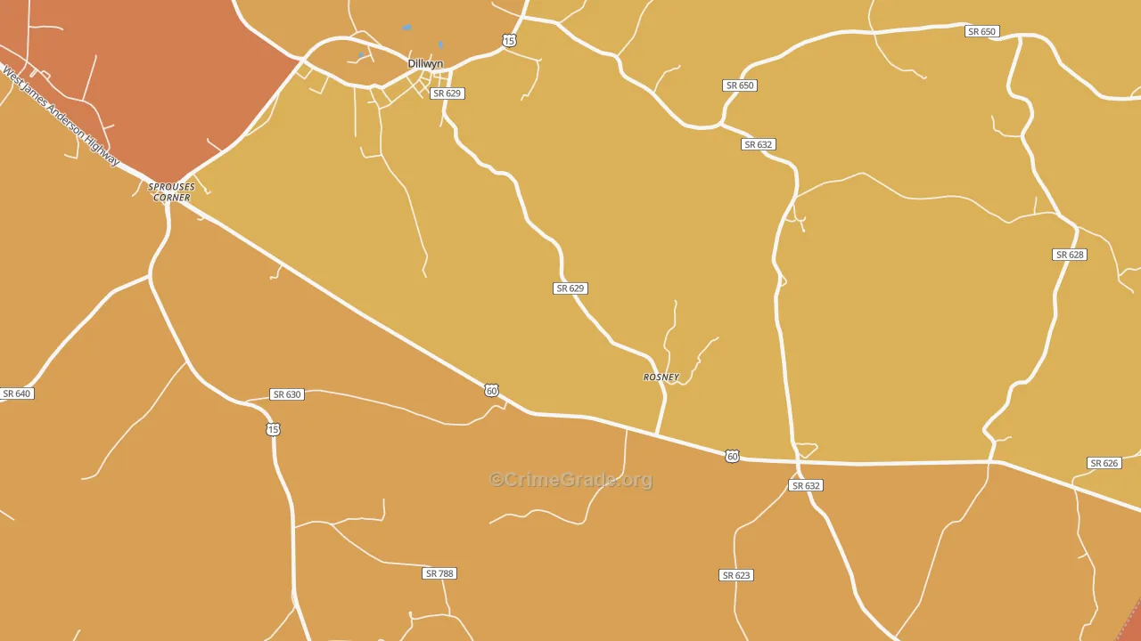 Curdsville, VA Map of Arson Rates