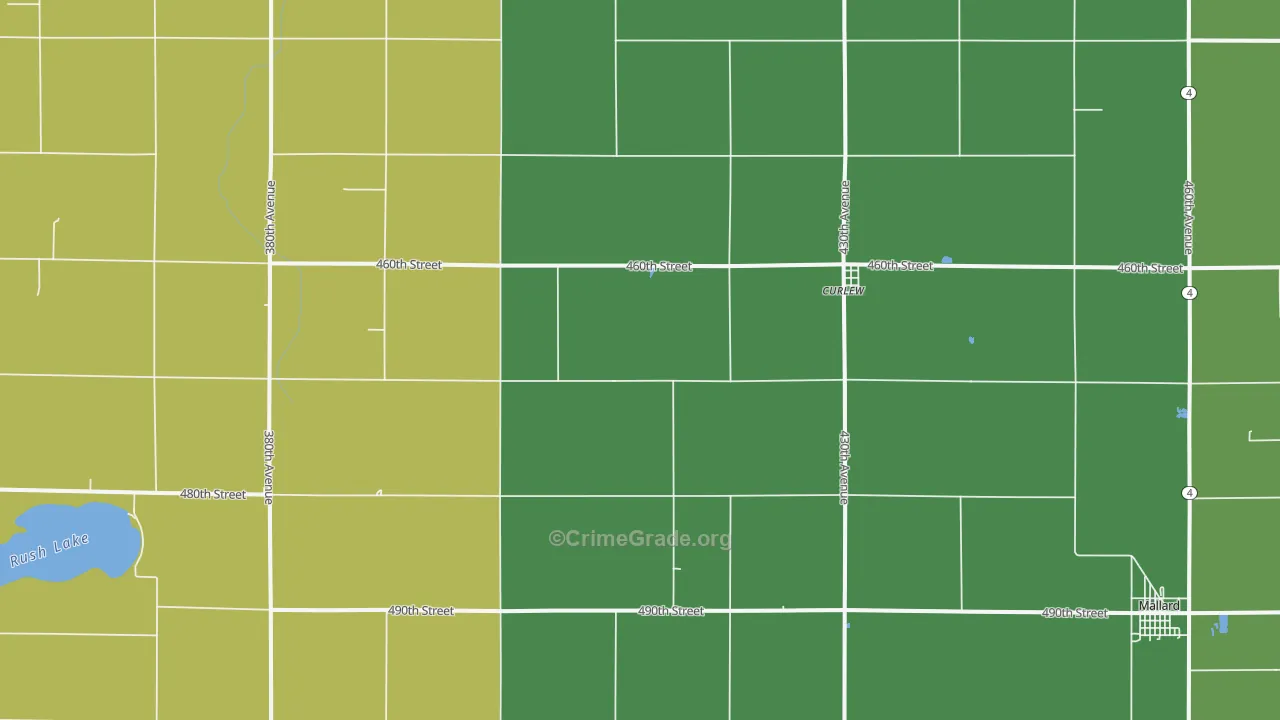 Curlew, IA Map of Arson Rates