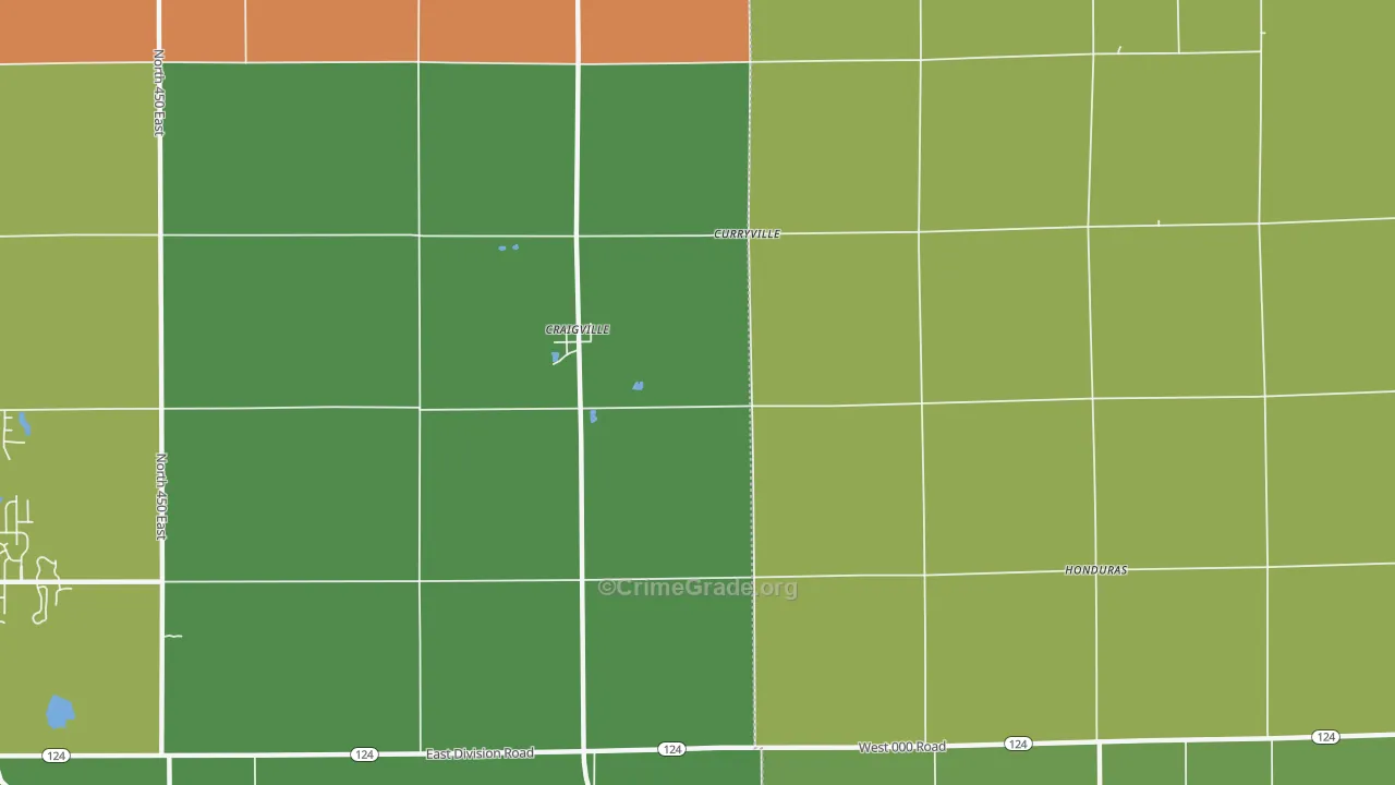 Curryville, IN Map of Arson Rates