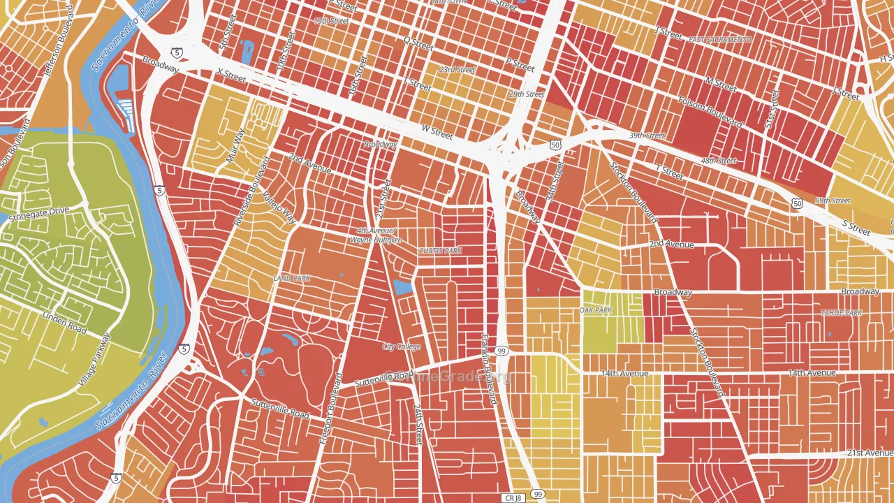 Curtis Park, Sacramento, CA Map of Arson Rates