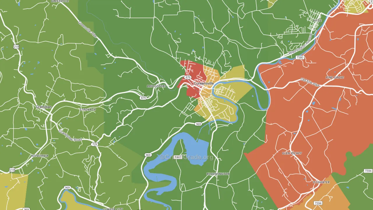 Curwensville, PA Map of Arson Rates