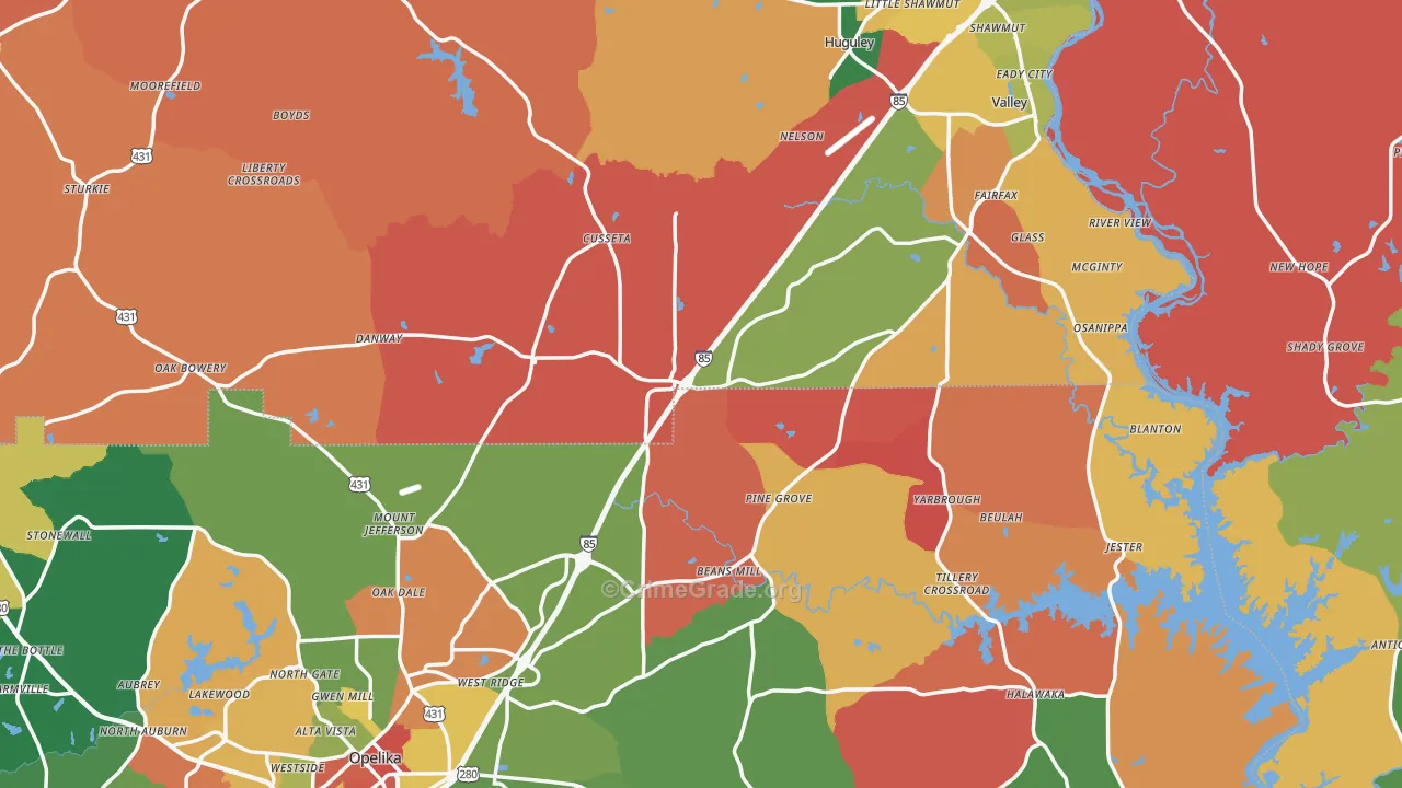 Cusseta, AL Map of Arson Rates