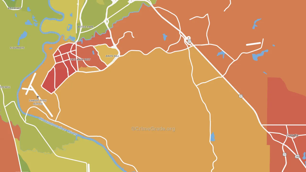 Cusseta, GA Map of Arson Rates