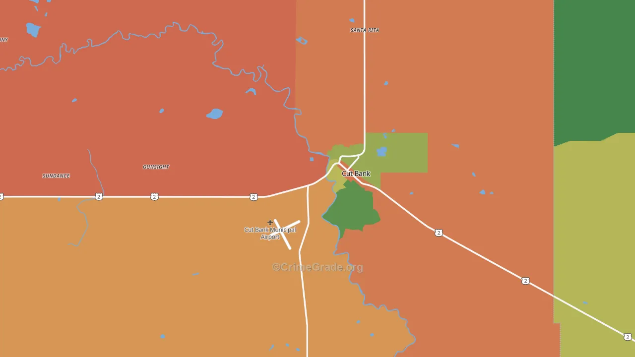 Cut Bank, MT Map of Arson Rates