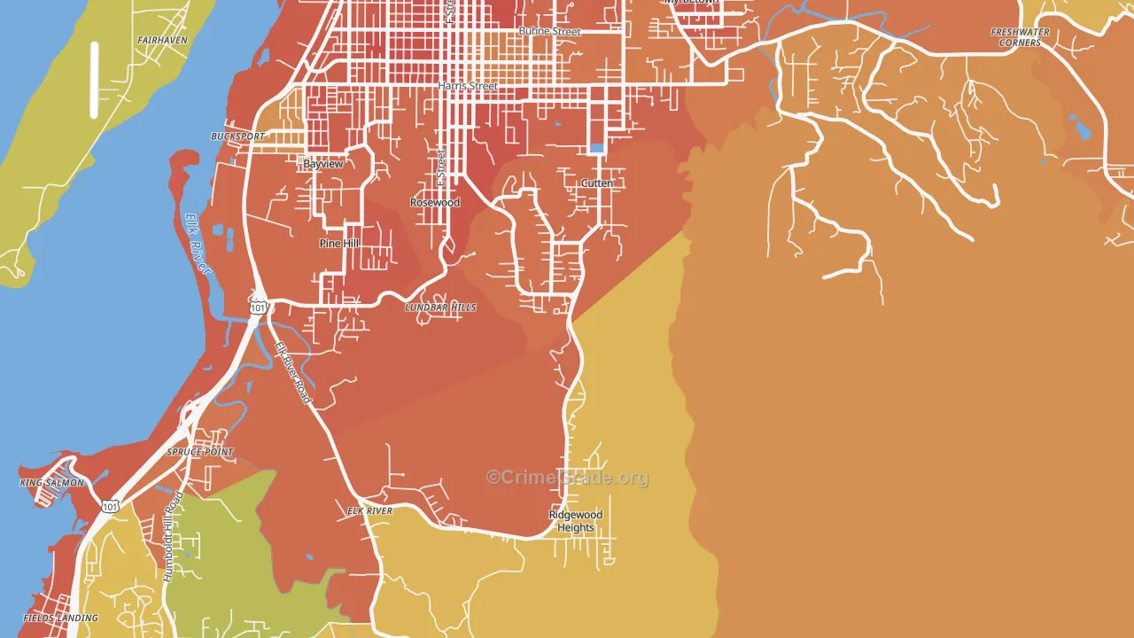 Cutten, Eureka, CA Map of Arson Rates