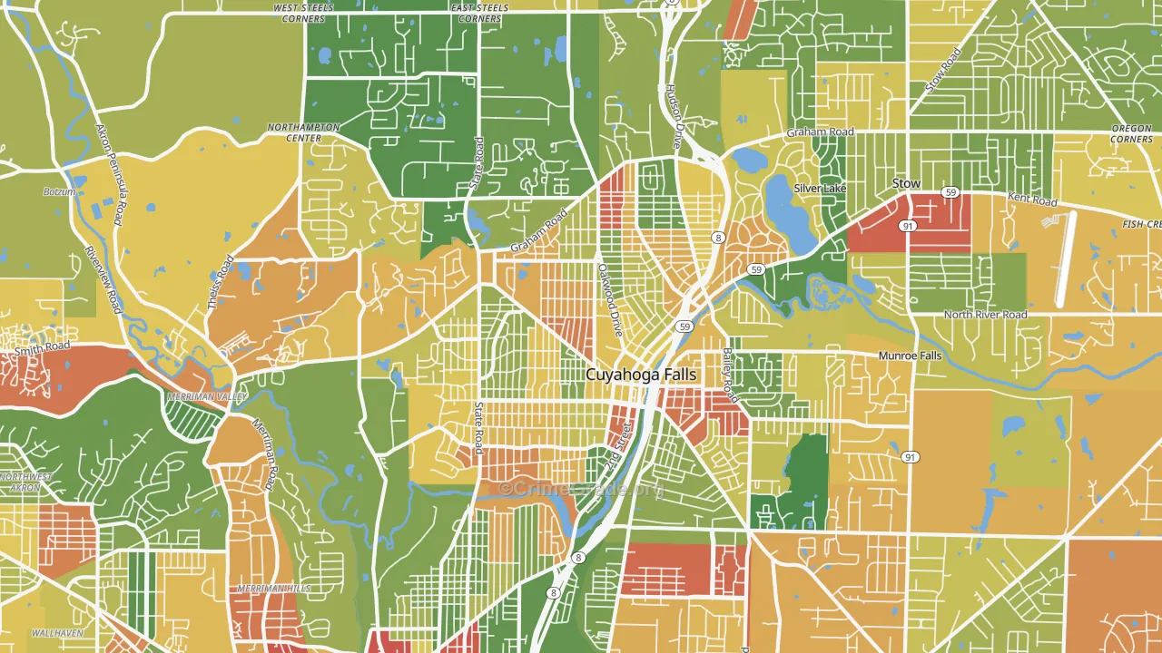 Cuyahoga Falls, OH Map of Arson Rates