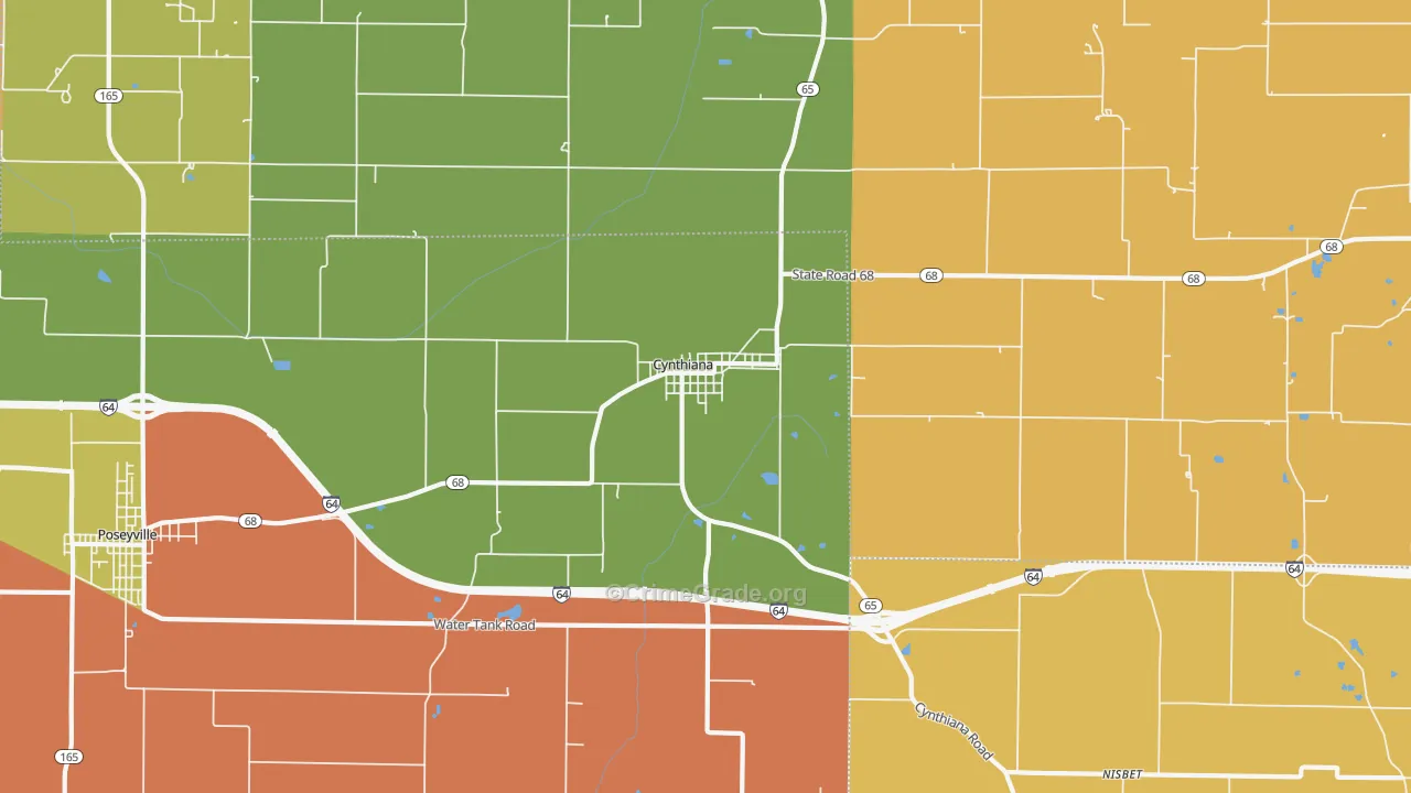 Cynthiana, IN Map of Arson Rates