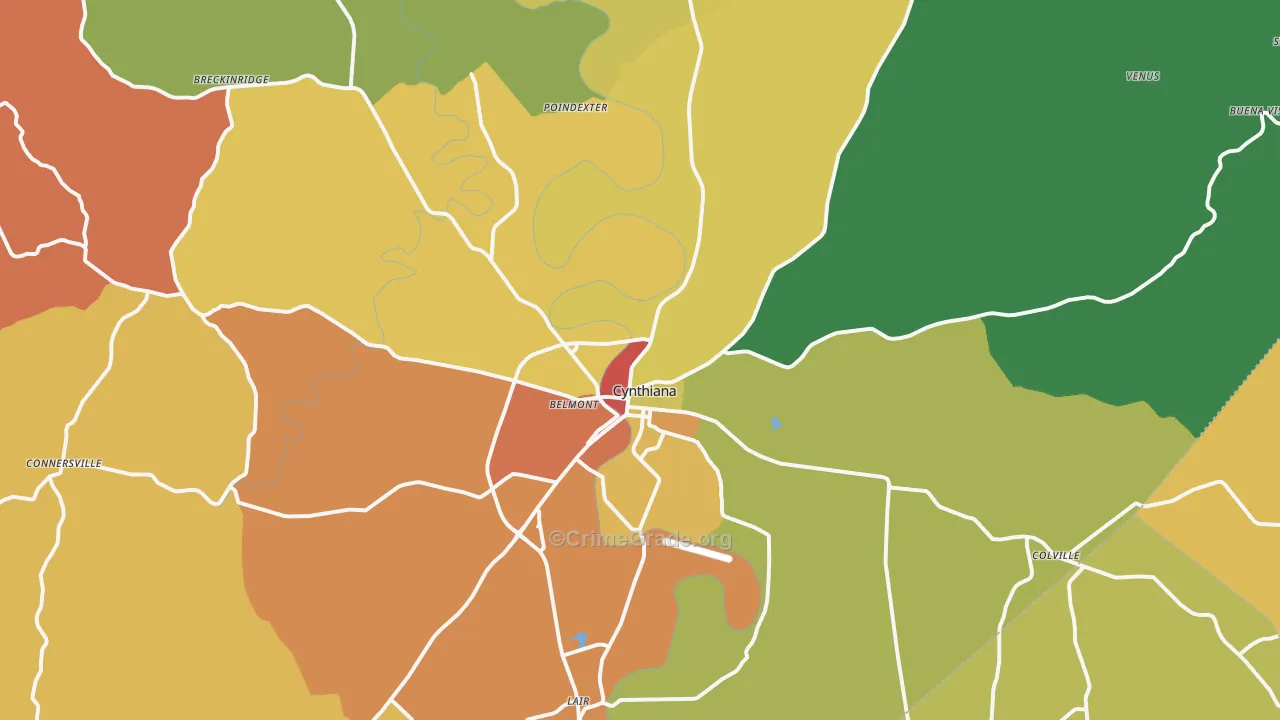 Cynthiana, KY Map of Arson Rates