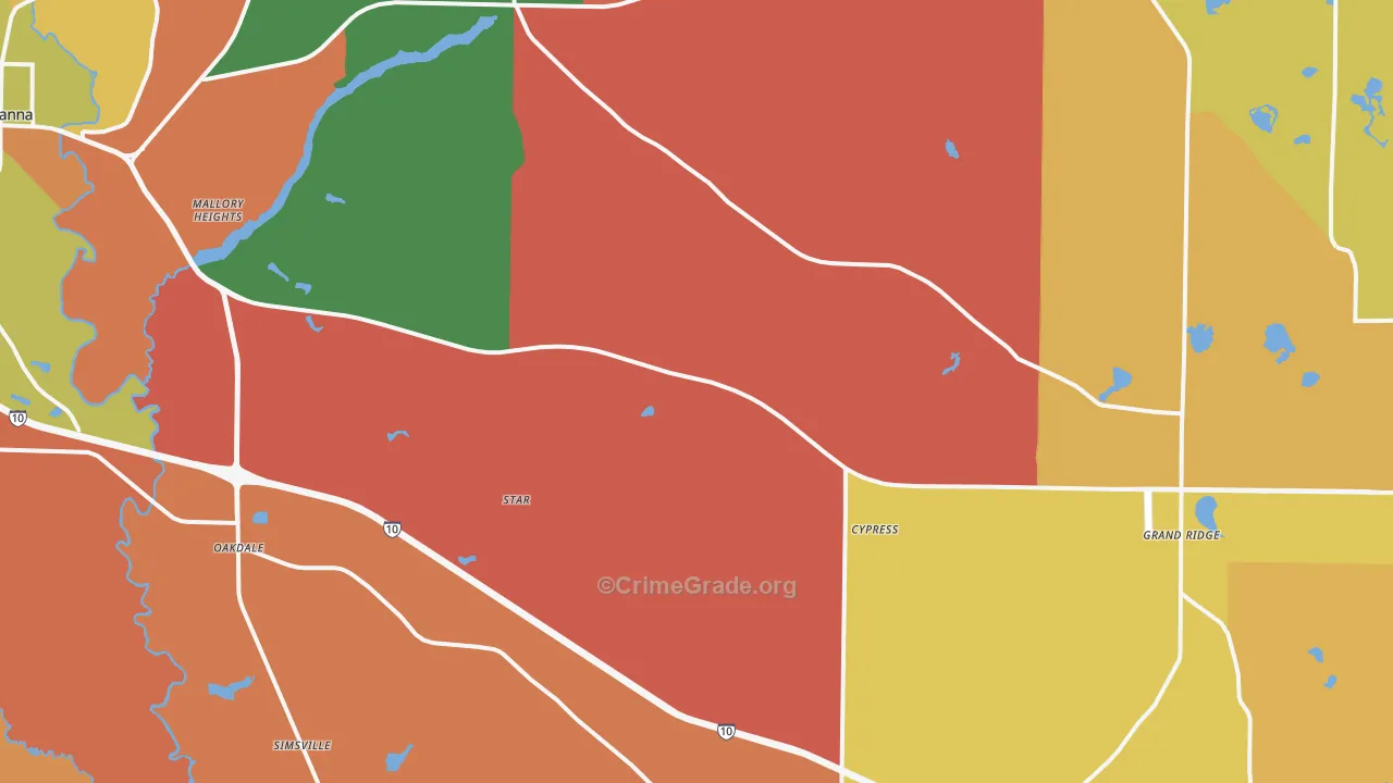 Cypress, FL Map of Arson Rates