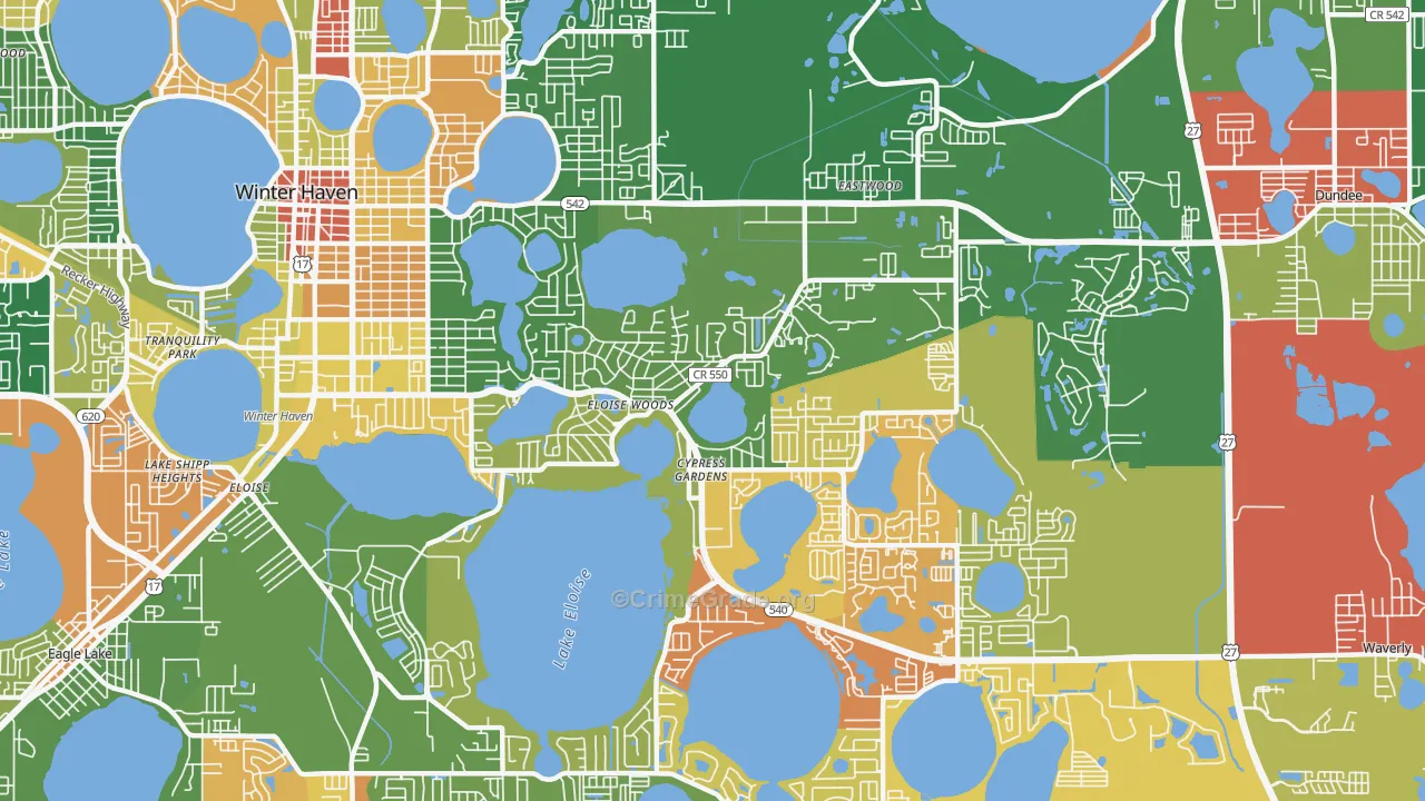 Cypress Gardens, FL Map of Arson Rates