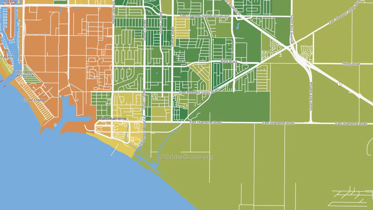 Cypress, Oxnard, CA Map of Arson Rates