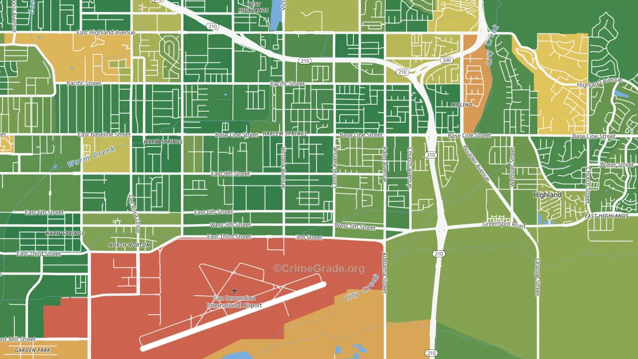 Cypress-Riverside, Highland, CA Map of Arson Rates
