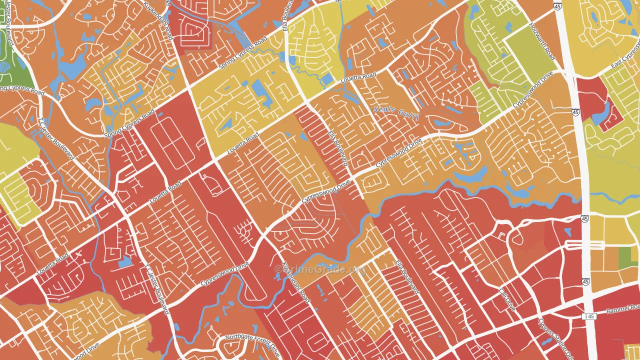 Cypresswood, Spring, TX Map of Arson Rates