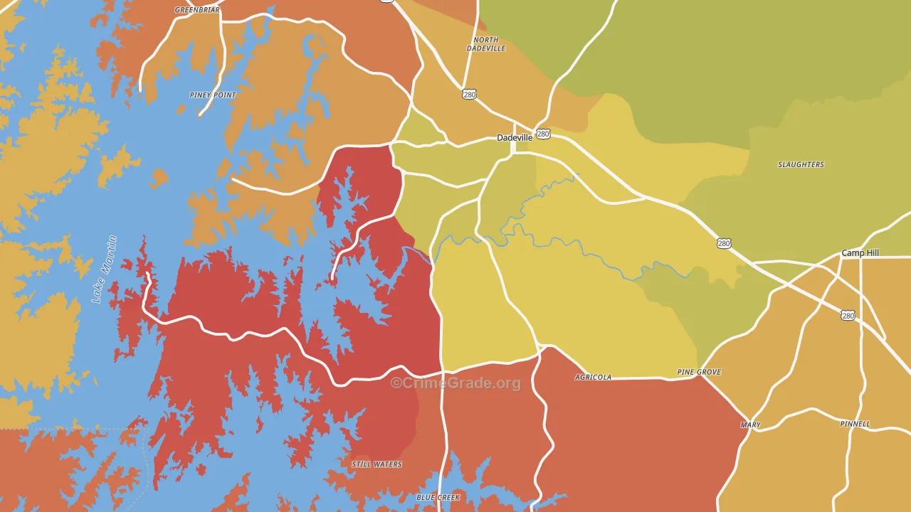 Dadeville, AL Map of Arson Rates