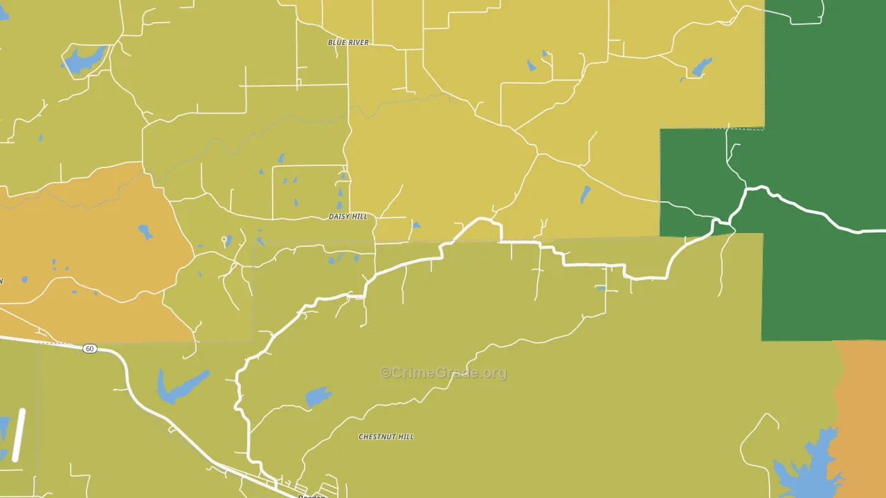Daisy Hill, IN Map of Arson Rates