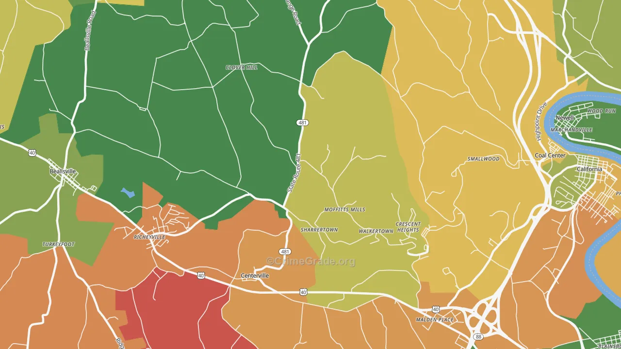 Daisytown, PA Map of Arson Rates