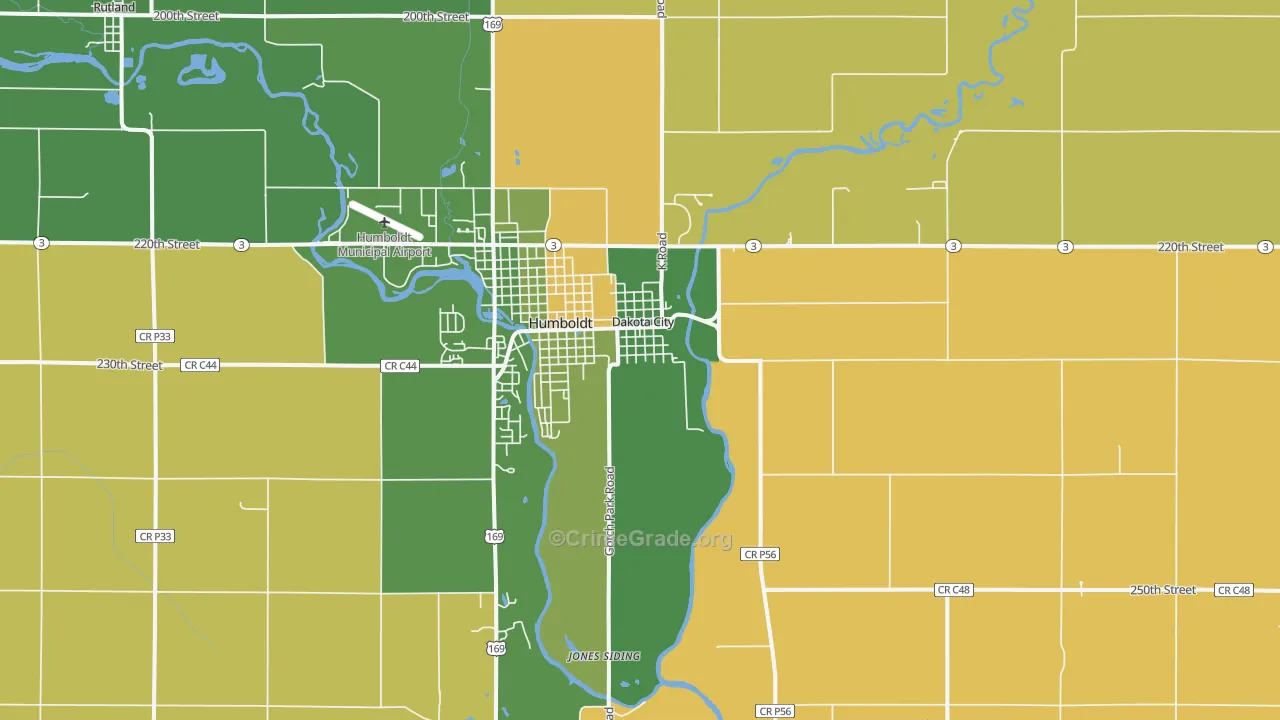 Dakota City, IA Map of Arson Rates