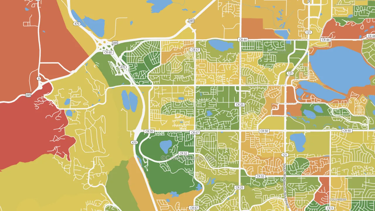 Dakota Ridge, CO Map of Arson Rates