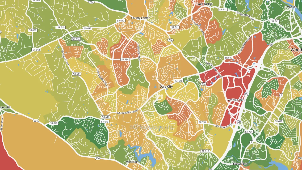 Dale City, VA Map of Arson Rates
