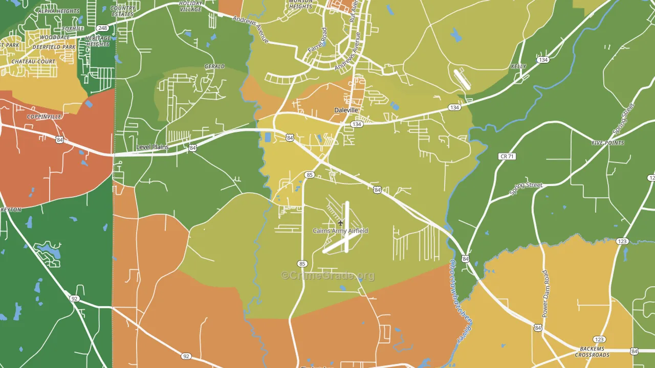 Daleville, AL Map of Arson Rates