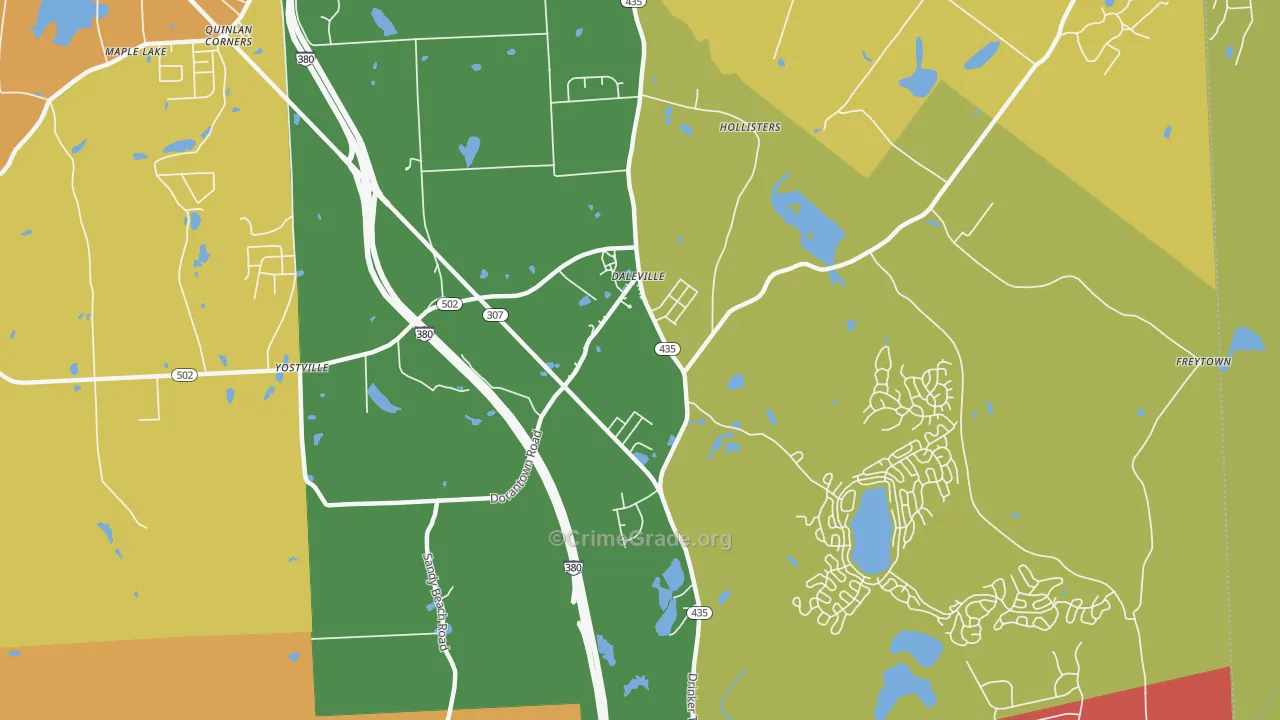 Daleville, PA Map of Arson Rates